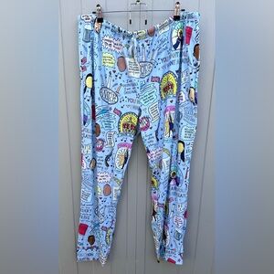SHESHOW Women’s Graphic Print Jogger Pants XXL Blue Music Theme NWOT